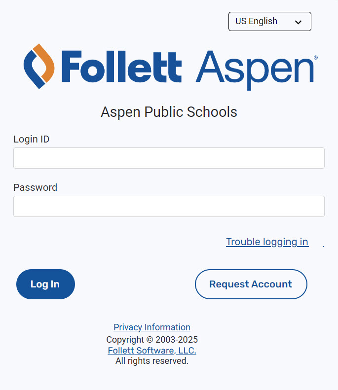 Aspen login screen.