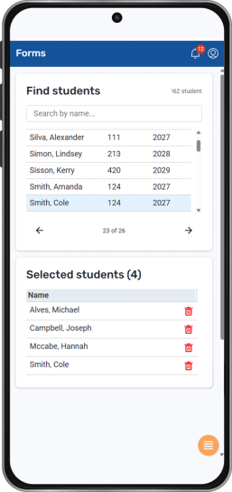 Aspen Go Staff view, Forms screen